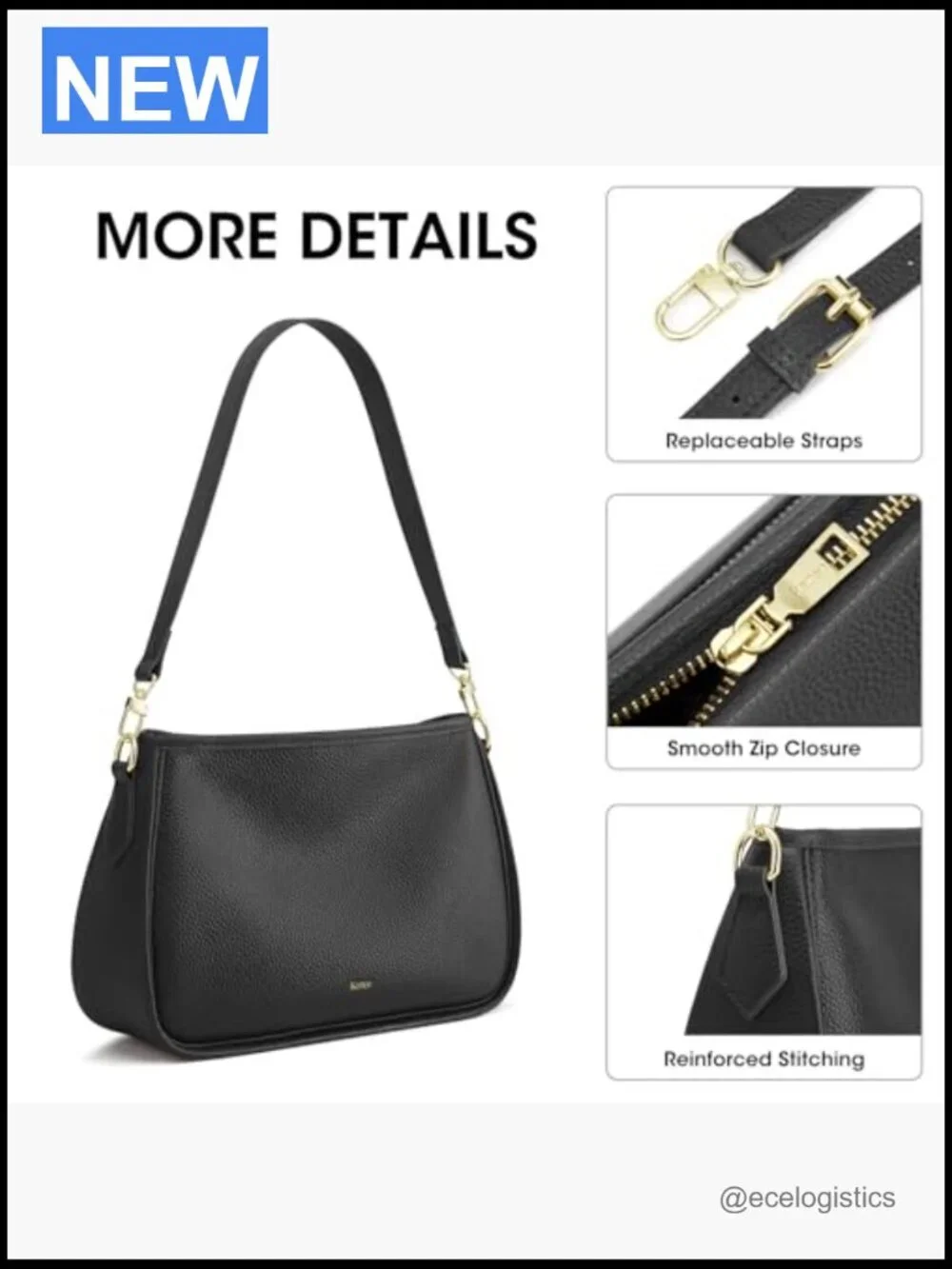 Medium Leather Hobo Bag with 2 Removable Straps